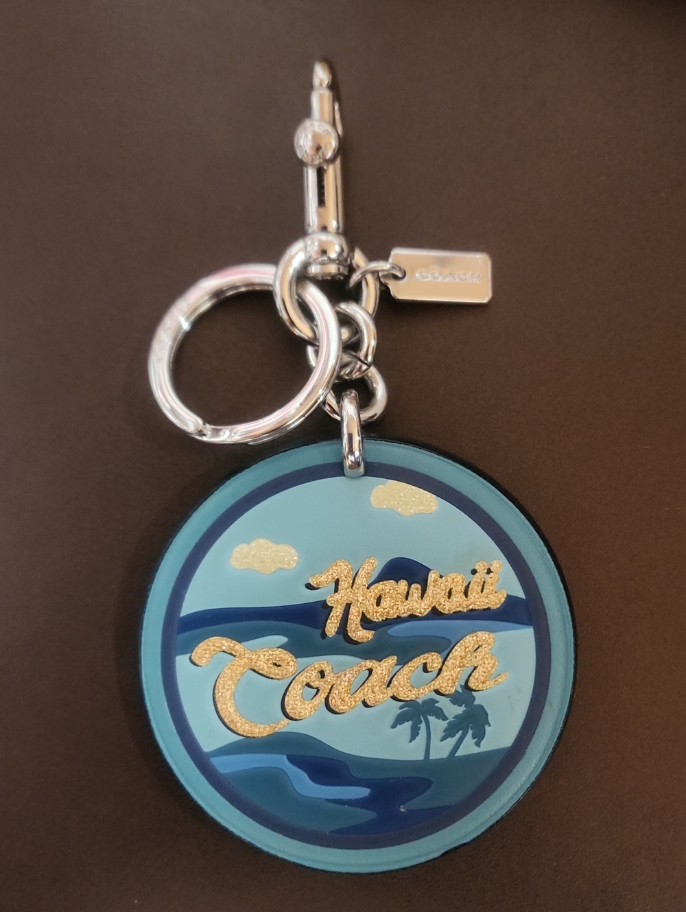 Coach Blue Hawaii Glitter Charm Keychain Euc Hard To Find